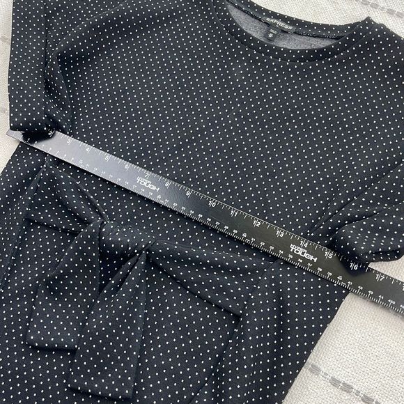 Express Blouse Womens XS Short Sleeve Top Front Tie Waist Stretch Shirt Black - Picture 7 of 9